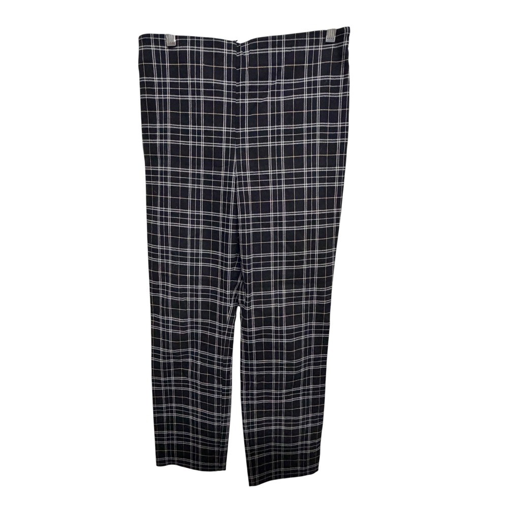 Bailey 44 Plaid Side Zip Pants Size 8 Black Straight Leg Made USA